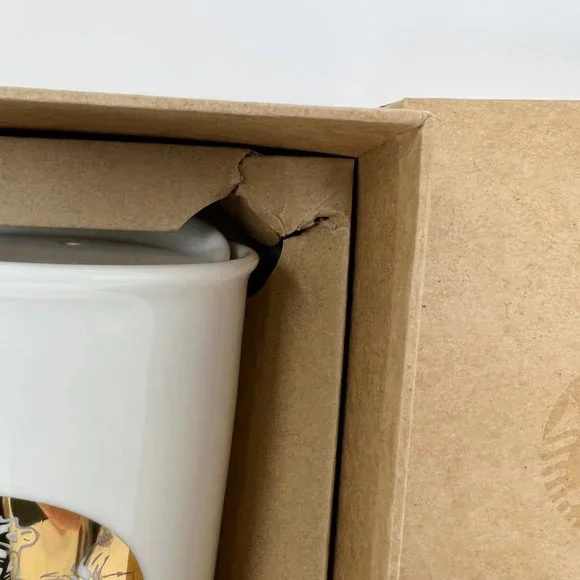 (SOLD)Starbucks Coffee White Porcelain and Gold Graphic Mug w/ Lid and Box - Picture 12 of 12